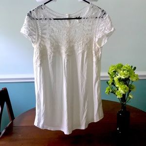 LED (Luxe Essentials Denim) Size S lace upper maternity shirt